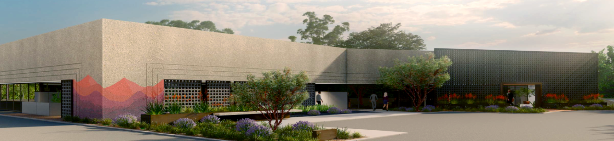 Rendering of the exterior of the Janice K. Hobbs Veterinary Medical Center